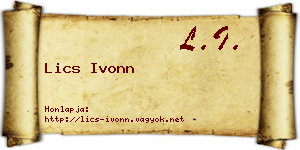 Lics Ivonn névjegykártya